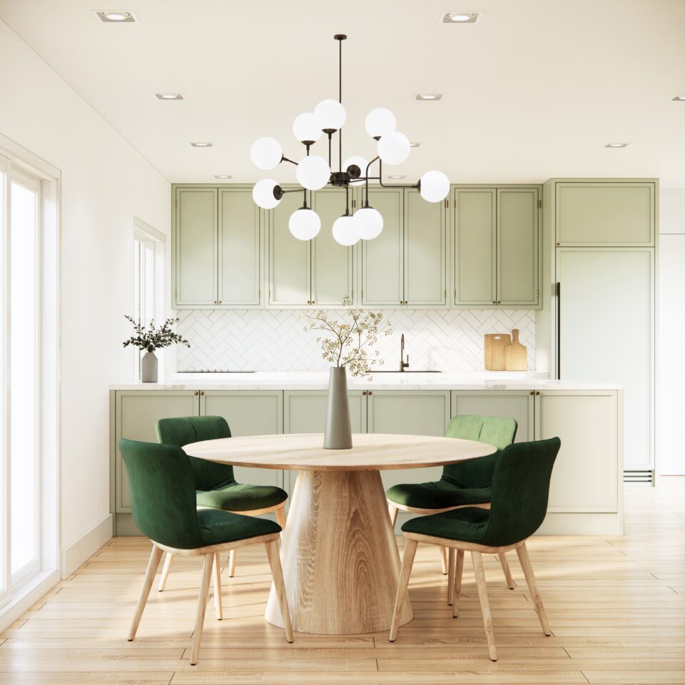 pastel green cabinets