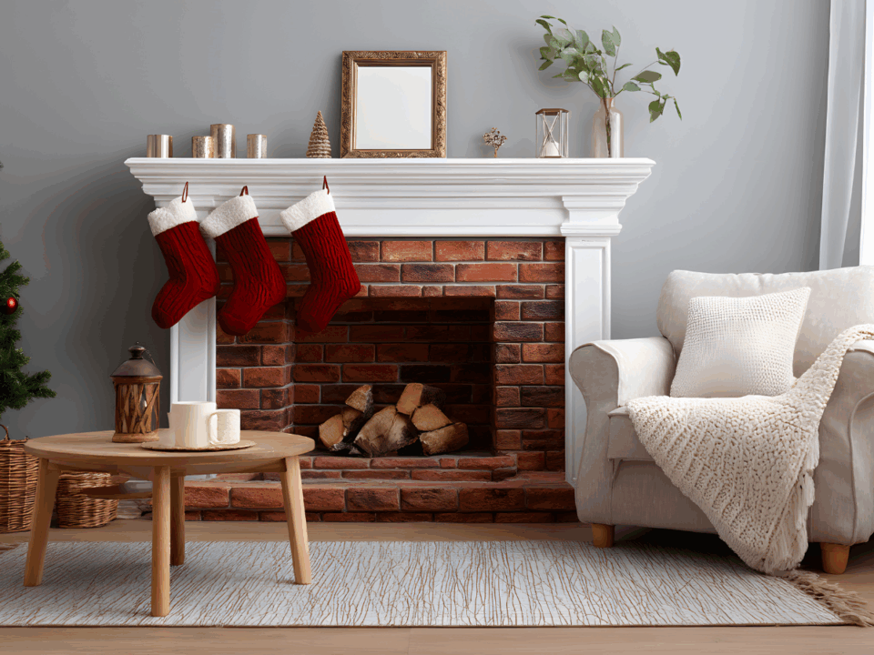 Fireplace with stockings