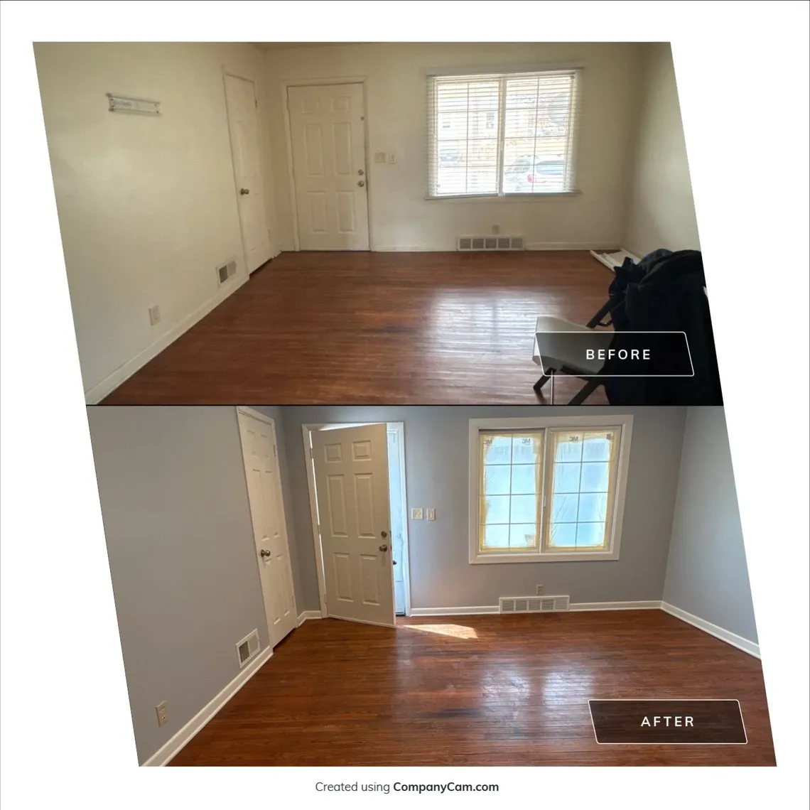 Full room before and after painting