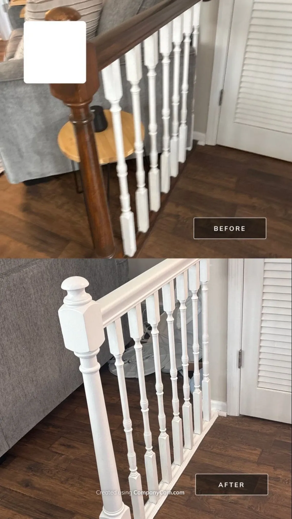 Staircase and entryway before and after painting
